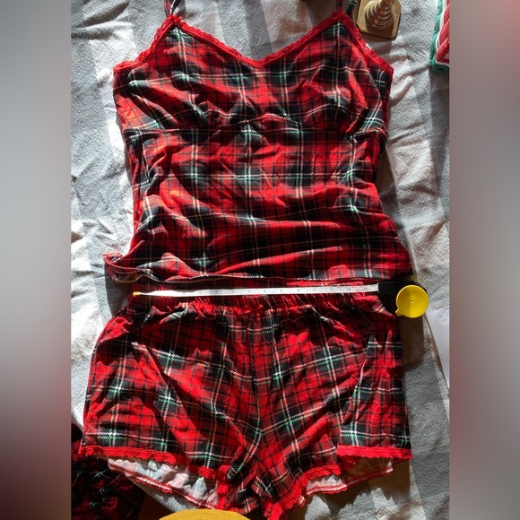 3 piece pajama set including shorts, adjustable strap cami and robe - Picture 2 of 6